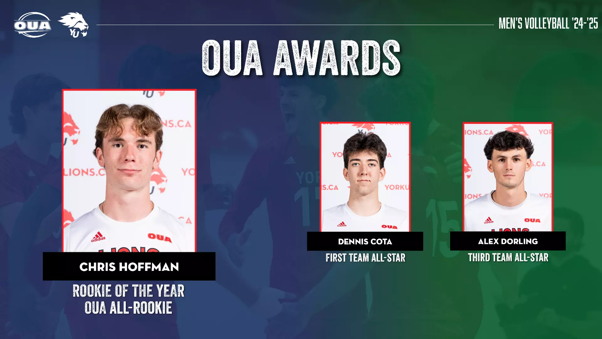 LIONS WINTER AWARDS: HOFFMAN NAMED OUA MEN’S VOLLEYBALL
ROOKIE OF THE YEAR & ALL-ROOKIE, COTA, DORLING NAMED
ALL-STARS